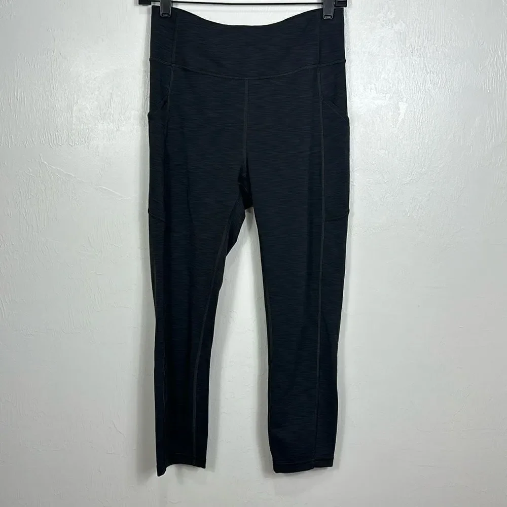 Lululemon Athletica Mid Rise Heathered Black Cropped Leggings Size 8